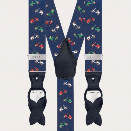 Bretelles homme à boutons ou à pinces avec motif scooters