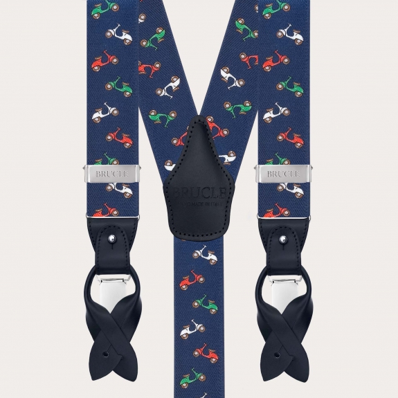 Bretelles homme à boutons ou à pinces avec motif scooters