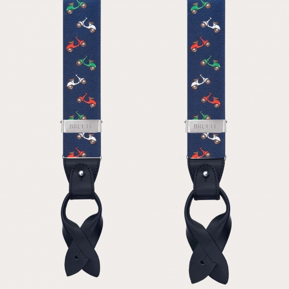 Bretelles homme à boutons ou à pinces avec motif scooters