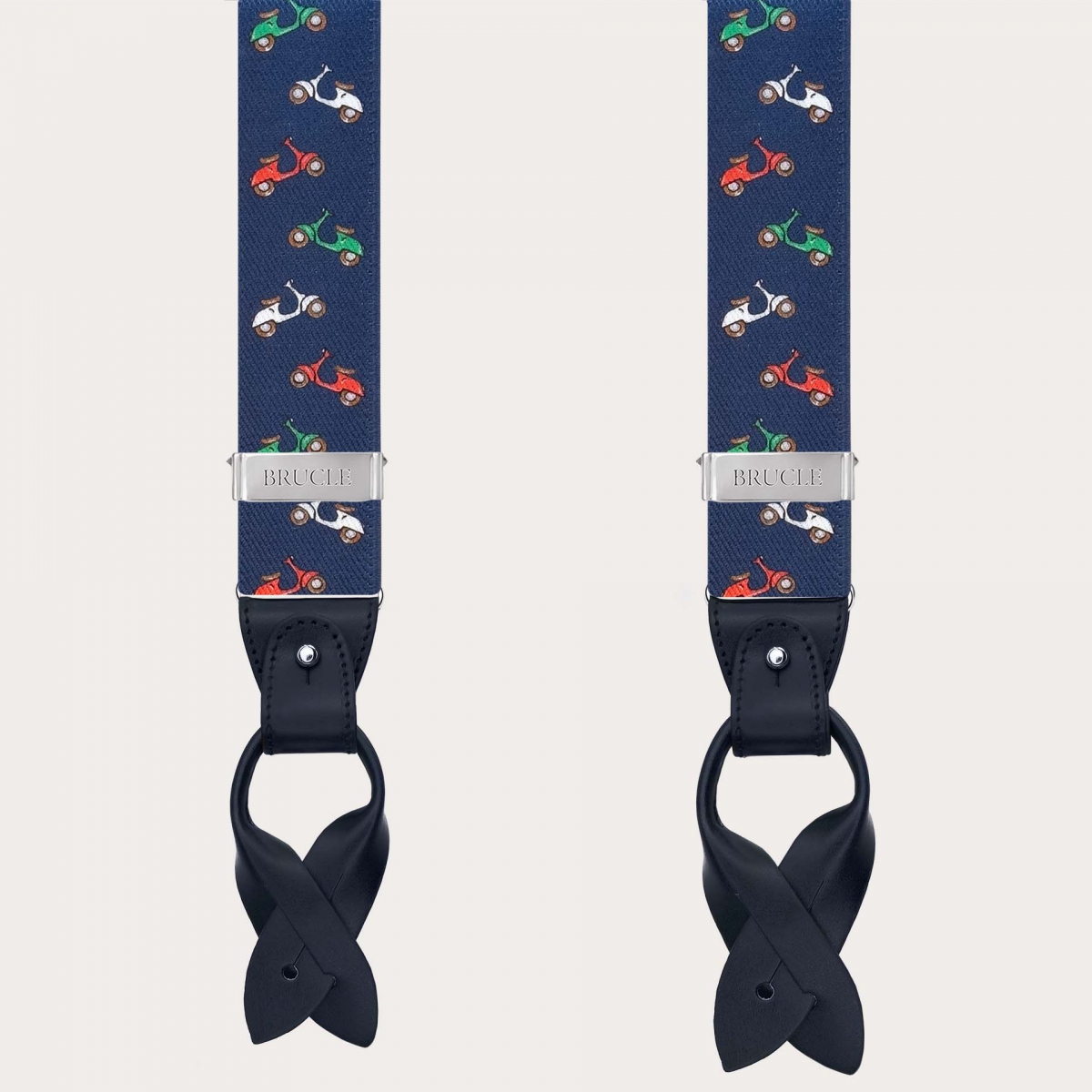 Bretelles homme à boutons ou à pinces avec motif scooters