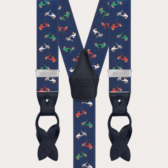 Bretelles homme à boutons ou à pinces avec motif scooters