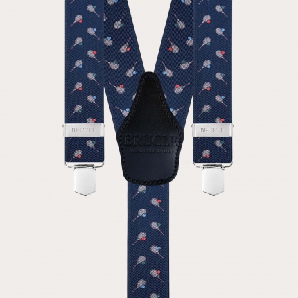 Y-shape suspenders with clips, tennis pattern