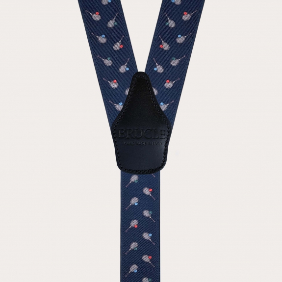 Y-shape suspenders with clips, tennis pattern