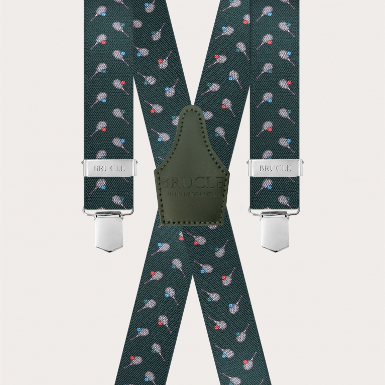 Bretelle verdi a X fantasia racchette da tennis