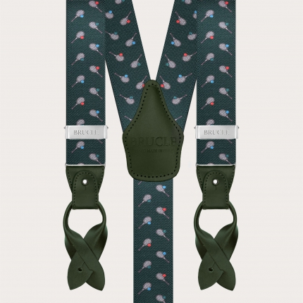 Green tennis-pattern suspenders, dual use