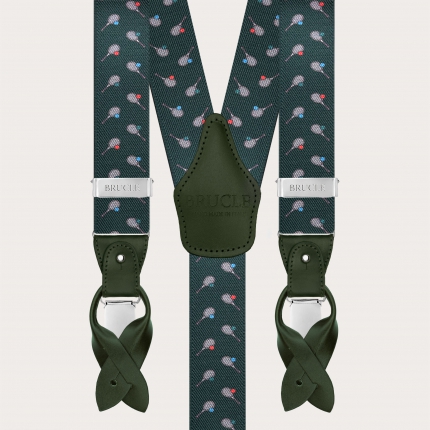 Green tennis-pattern suspenders, dual use