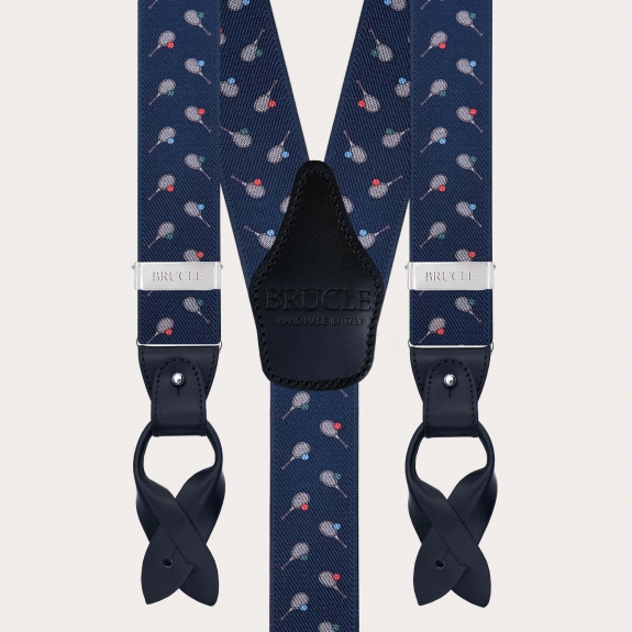 Men’s tennis pattern suspenders with dual use