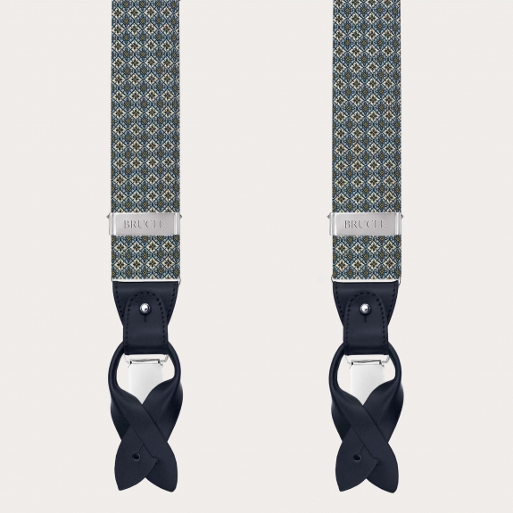 Tirantes verdes de seda jacquard con motivo floral, para pinzas o botones