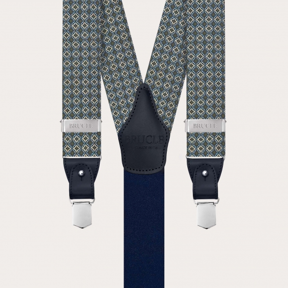 Tirantes verdes de seda jacquard con motivo floral, para pinzas o botones