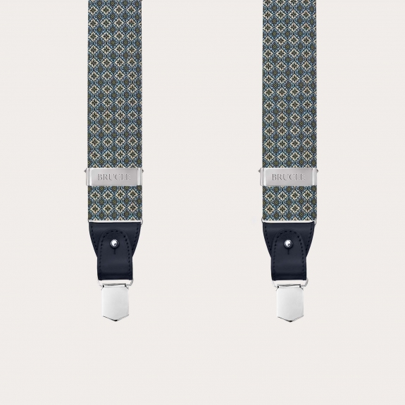 Tirantes verdes de seda jacquard con motivo floral, para pinzas o botones