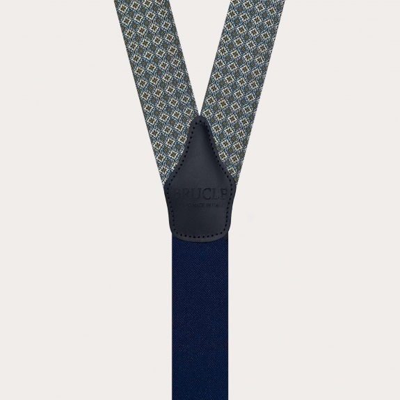 Tirantes verdes de seda jacquard con motivo floral, para pinzas o botones