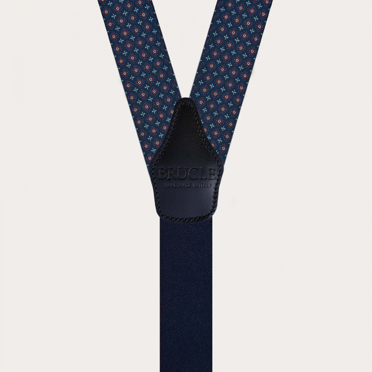 Blaue Herren-Seidenhosenträger mit Blumenmuster für Knöpfe oder Clips