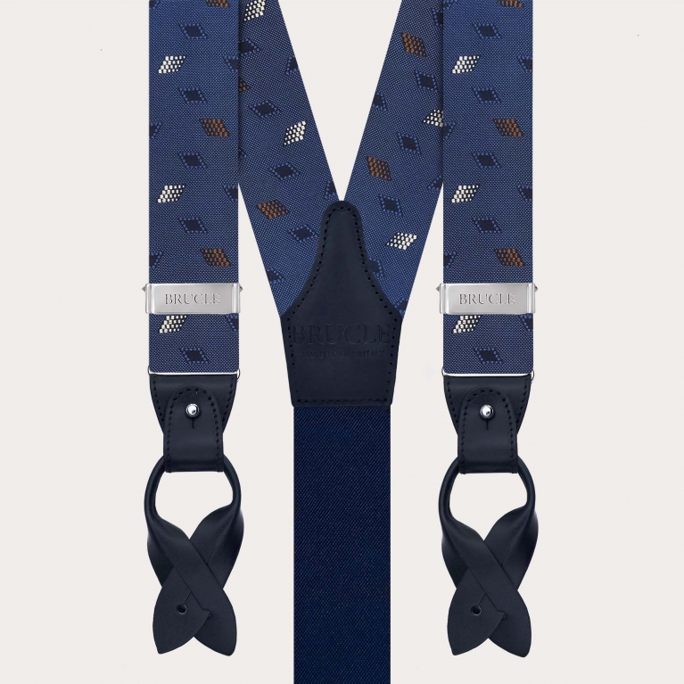 Bretelles homme en soie jacquard à motif losanges