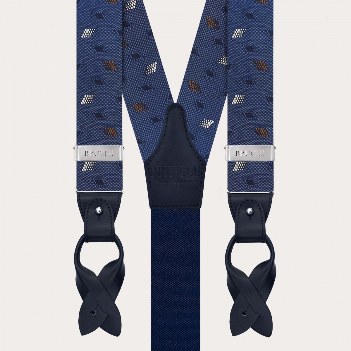 Bretelles homme en soie jacquard à motif losanges