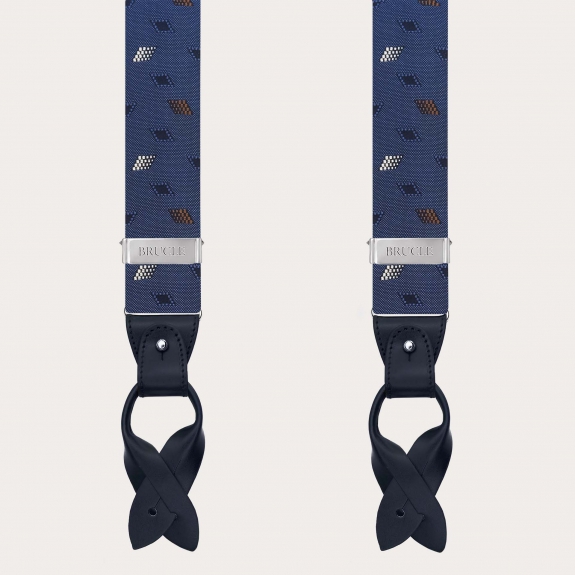 Men’s jacquard silk suspenders with diamond pattern