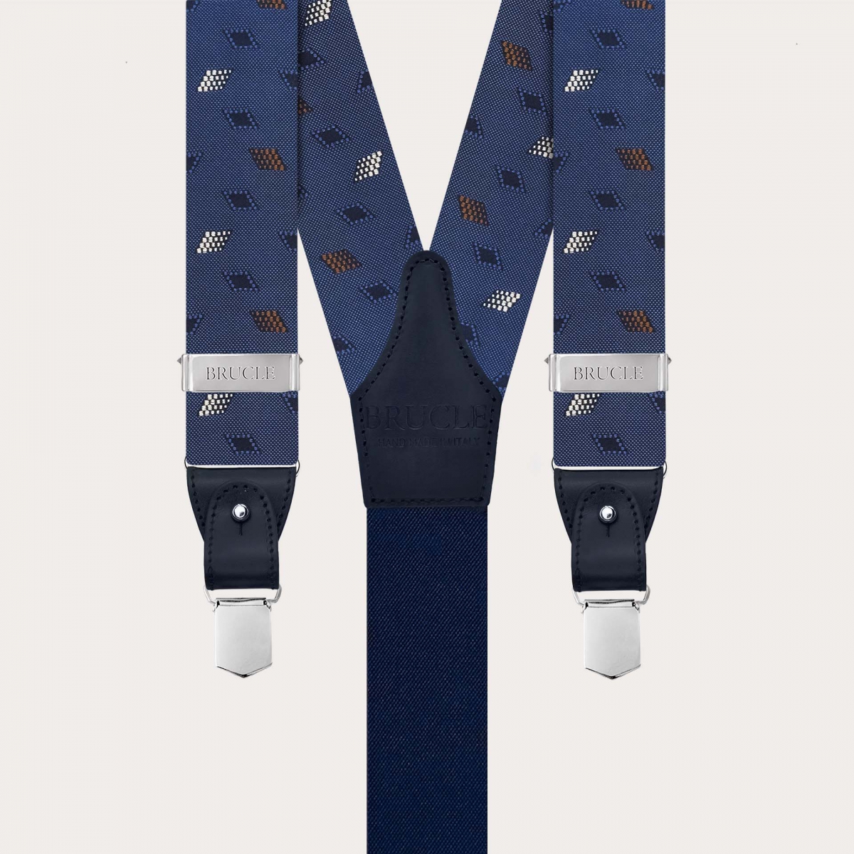 Men’s jacquard silk suspenders with diamond pattern