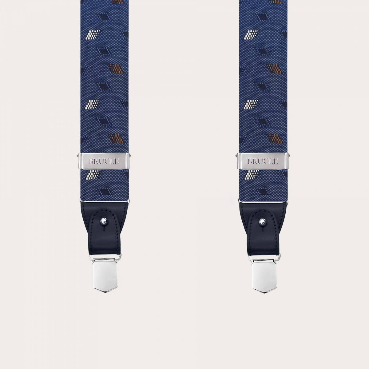 Tirantes de hombre en seda jacquard con motivo de rombos