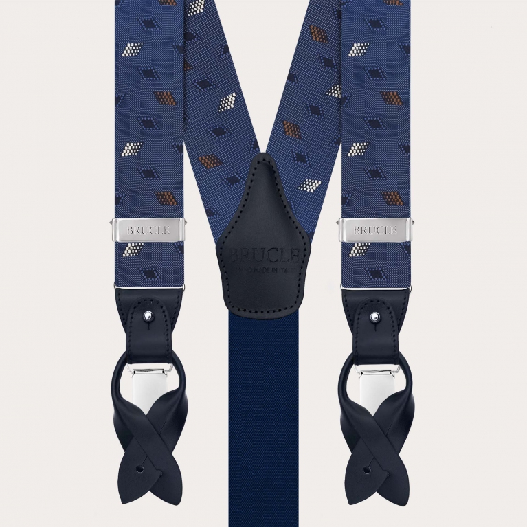 Men’s jacquard silk suspenders with diamond pattern