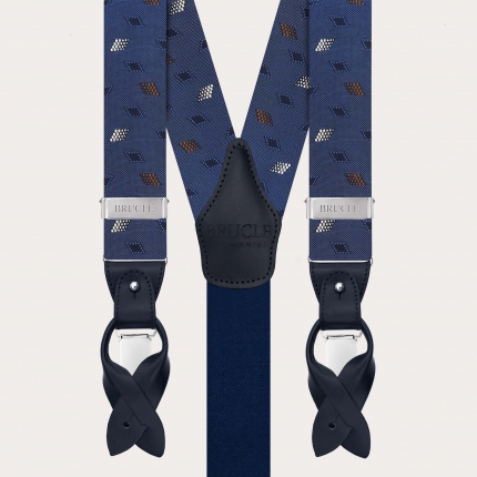 Men’s jacquard silk suspenders with diamond pattern