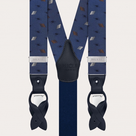 Bretelle uomo in seta jacquard fantasia rombi