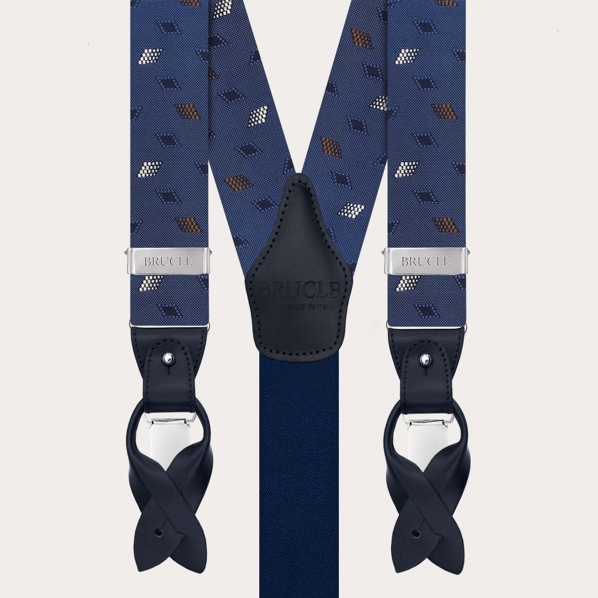 Bretelles homme en soie jacquard à motif losanges