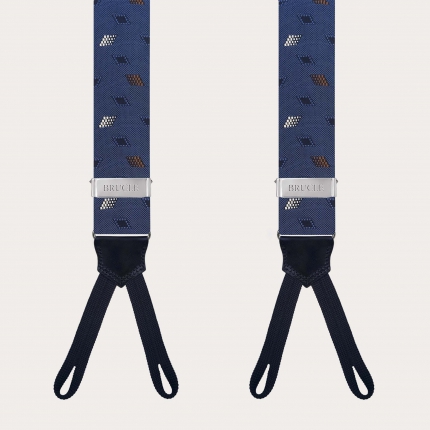 Silk suspenders for buttons with diamond pattern