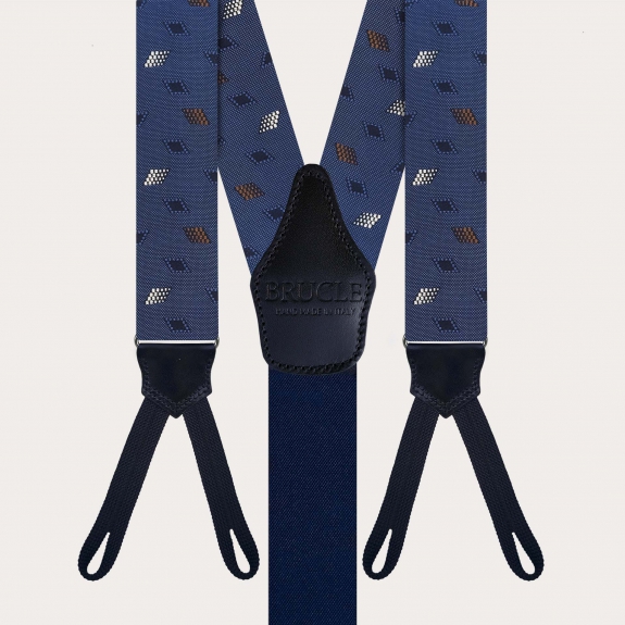 Bretelles en soie pour boutons à motif losanges