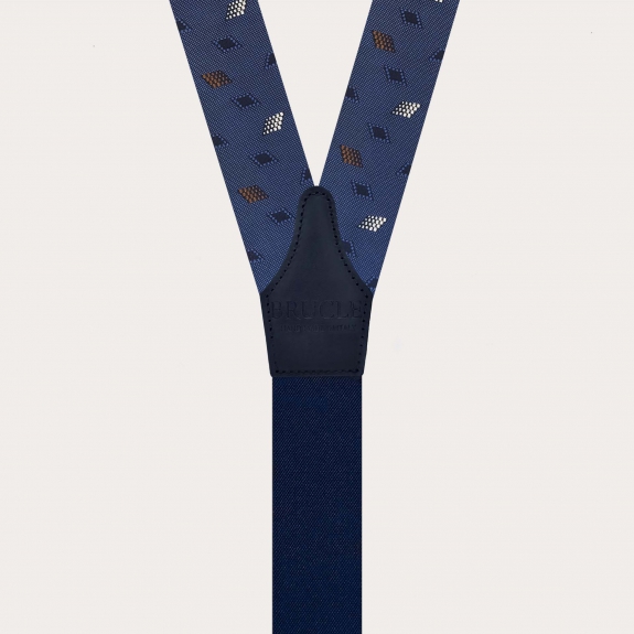 Silk suspenders for buttons with diamond pattern