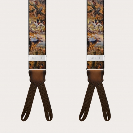 Hosenträger mit Jagdmotiv und Knopfschlaufen