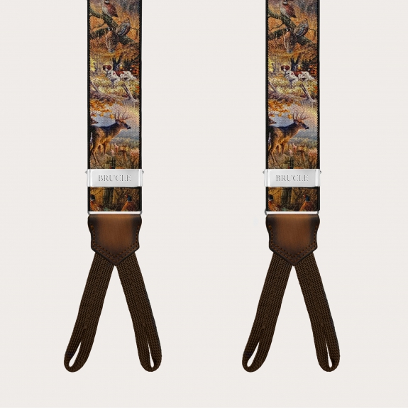 Hunting pattern suspenders with button loops