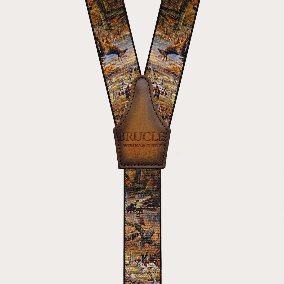 Hunting pattern suspenders with button loops
