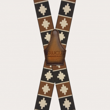 Braune Unisex-Hosenträger mit geometrischem Muster