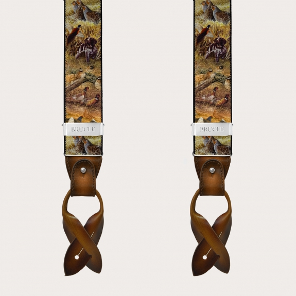 Men’s brown animal-pattern suspenders, double use