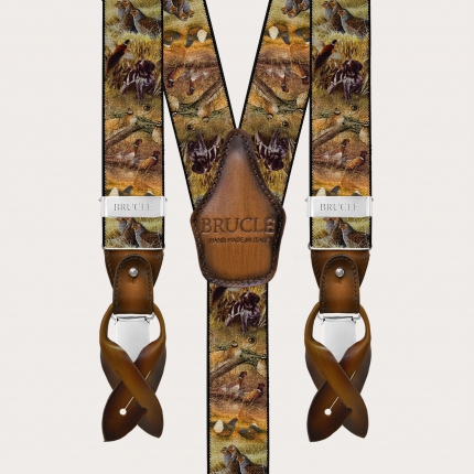 Men’s brown animal-pattern suspenders, double use