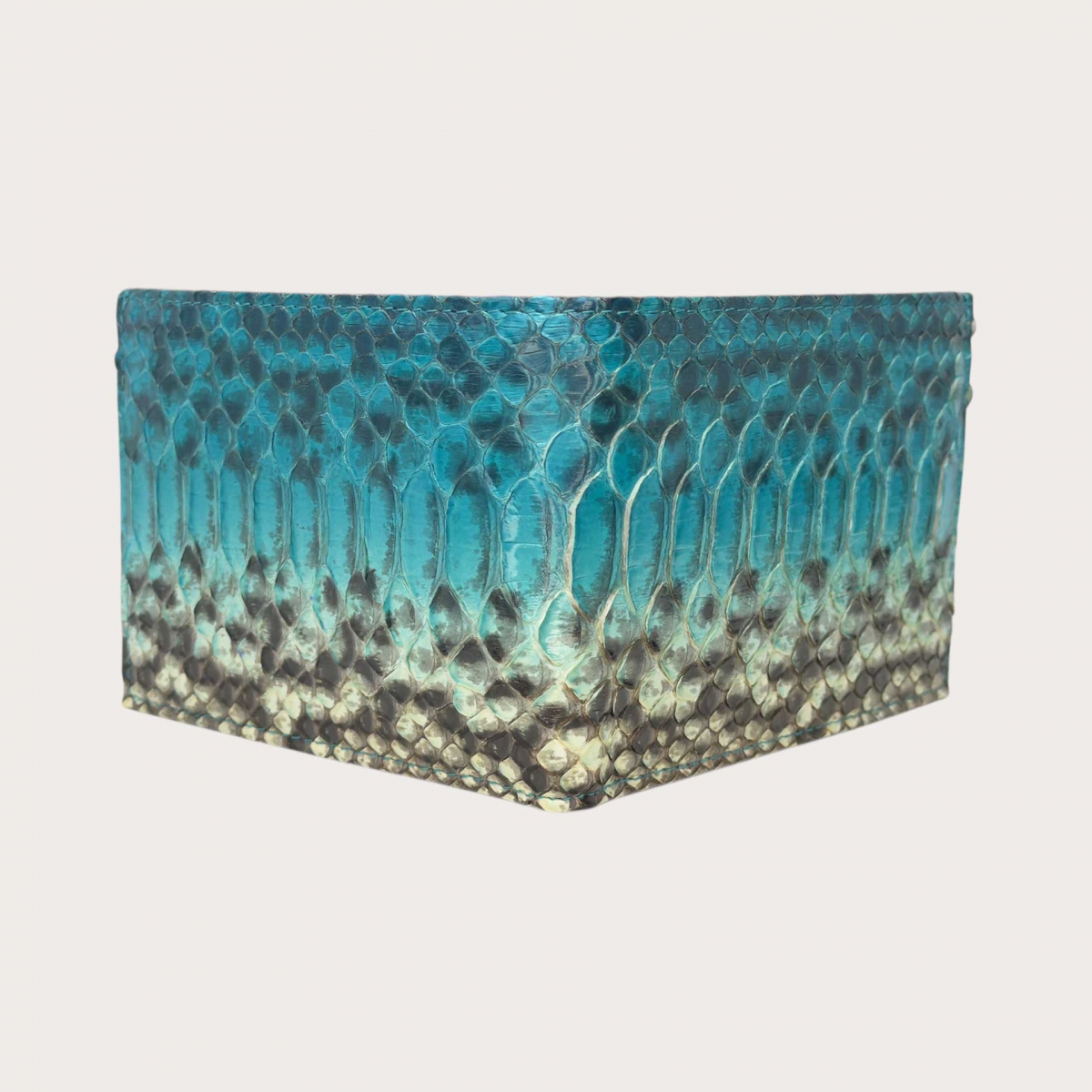 Python wallet with coin pocket in hand-shaded turquoise