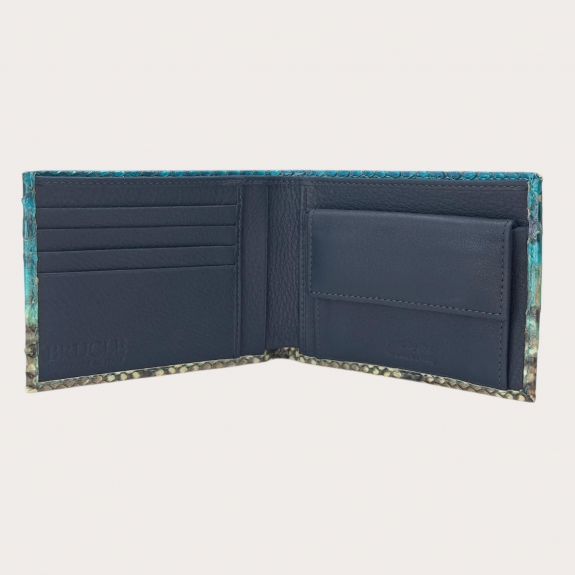 Python wallet with coin pocket in hand-shaded turquoise