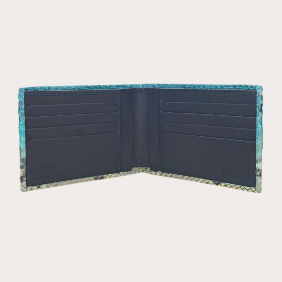 Portefeuille homme en python turquoise patiné