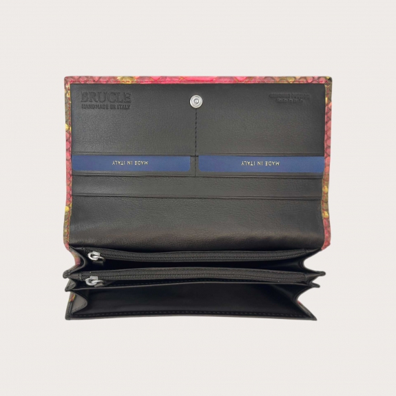 Women’s wallet with flap in hand-shaded pink and yellow python leather