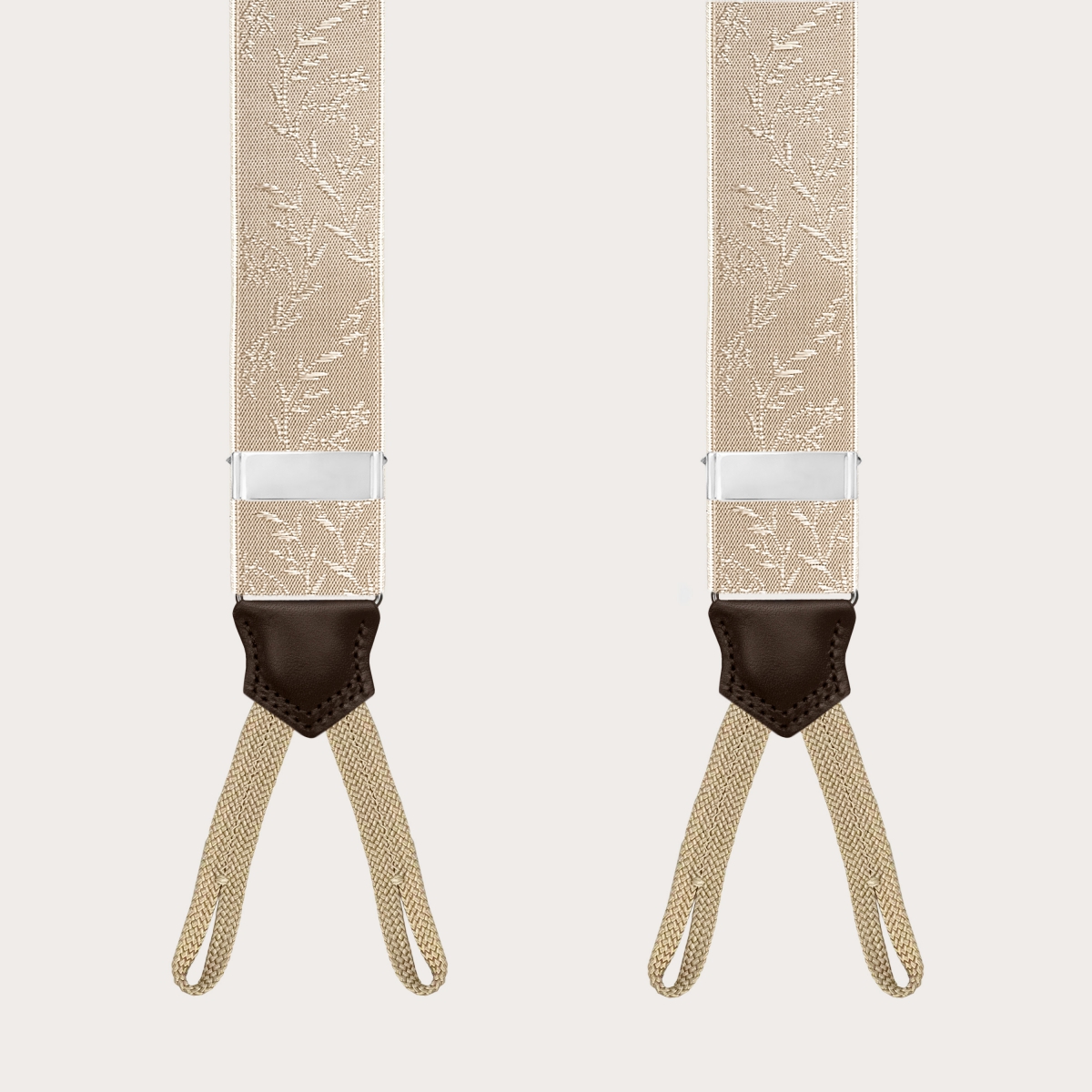 Bretelles beige pour boutons à motif floral ton sur ton