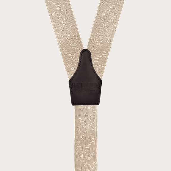 Bretelles beige pour boutons à motif floral ton sur ton