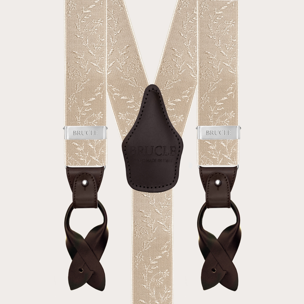 Bretelles de cérémonie beige et or à motif floral