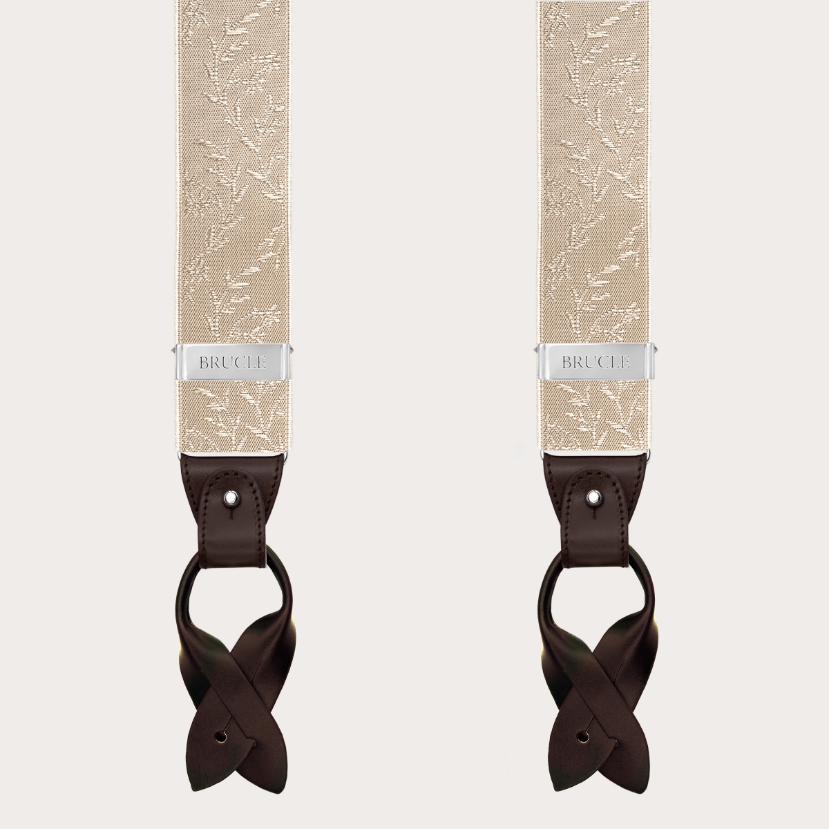 Bretelles de cérémonie beige et or à motif floral