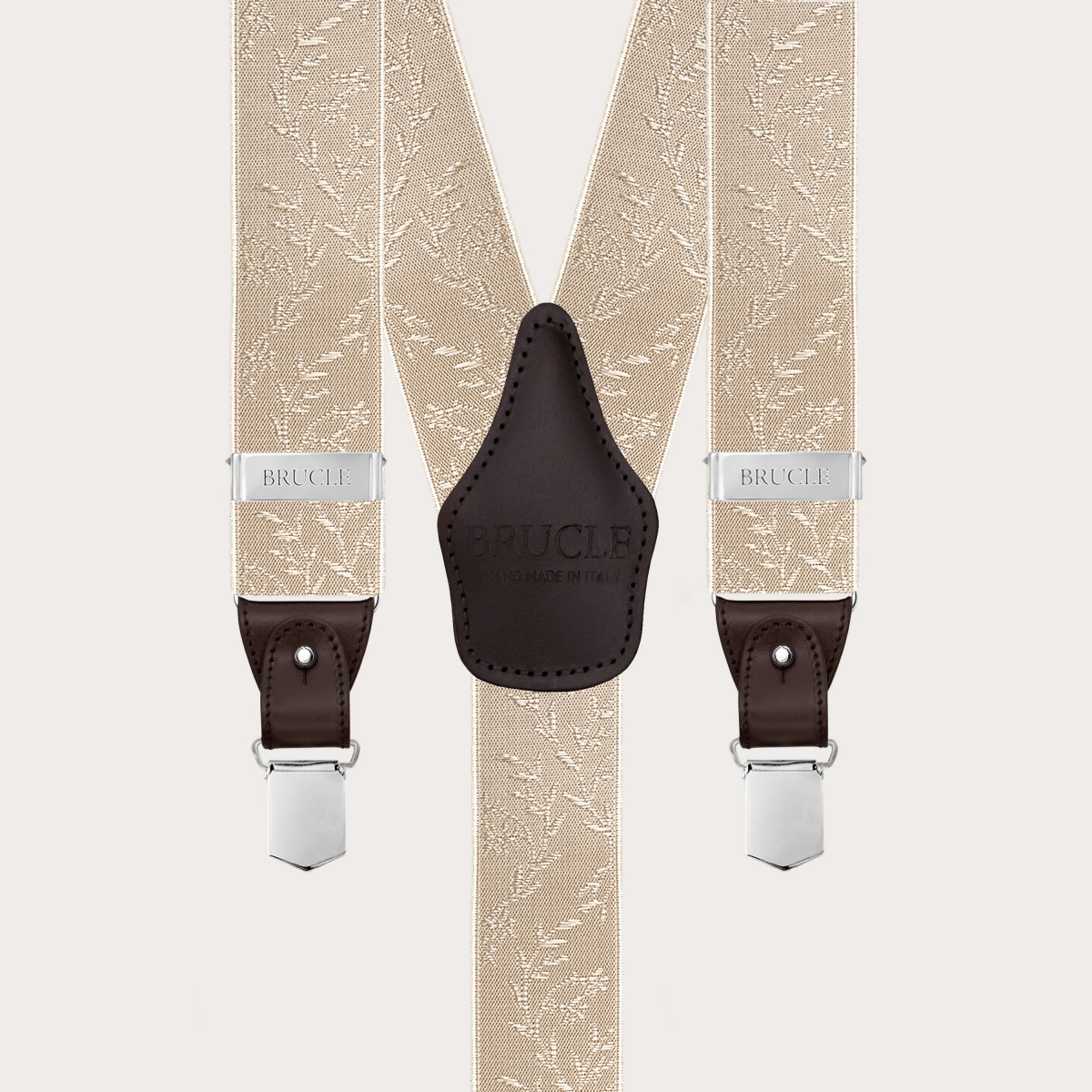 Bretelles de cérémonie beige et or à motif floral