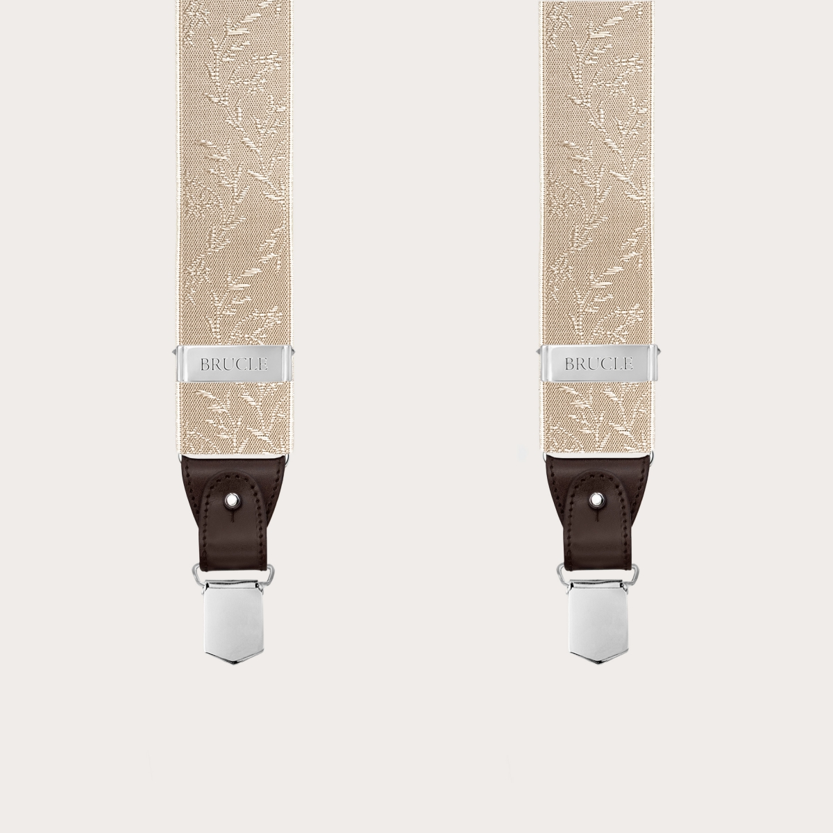 Beige and gold ceremonial suspenders with floral pattern