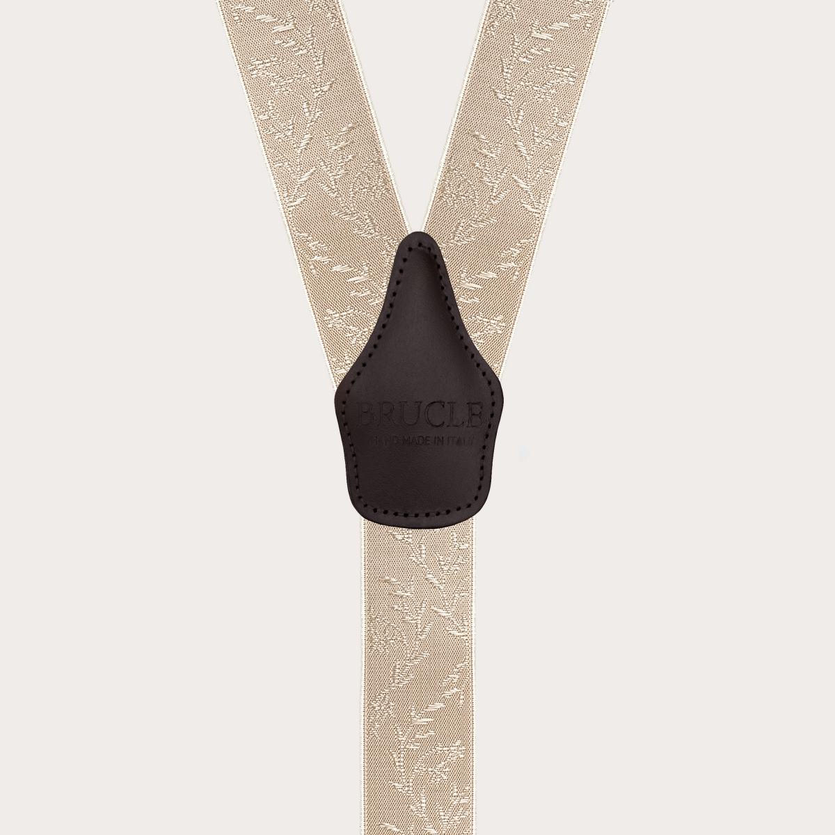 Bretelle da cerimonia beige oro con fantasia floreale