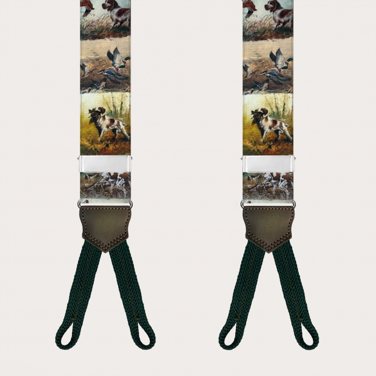 Bretelles homme à motif chiens avec pattes pour boutons