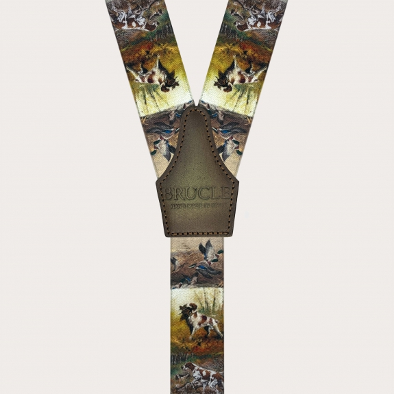 Bretelle uomo fantasia cani con asole per bottoni