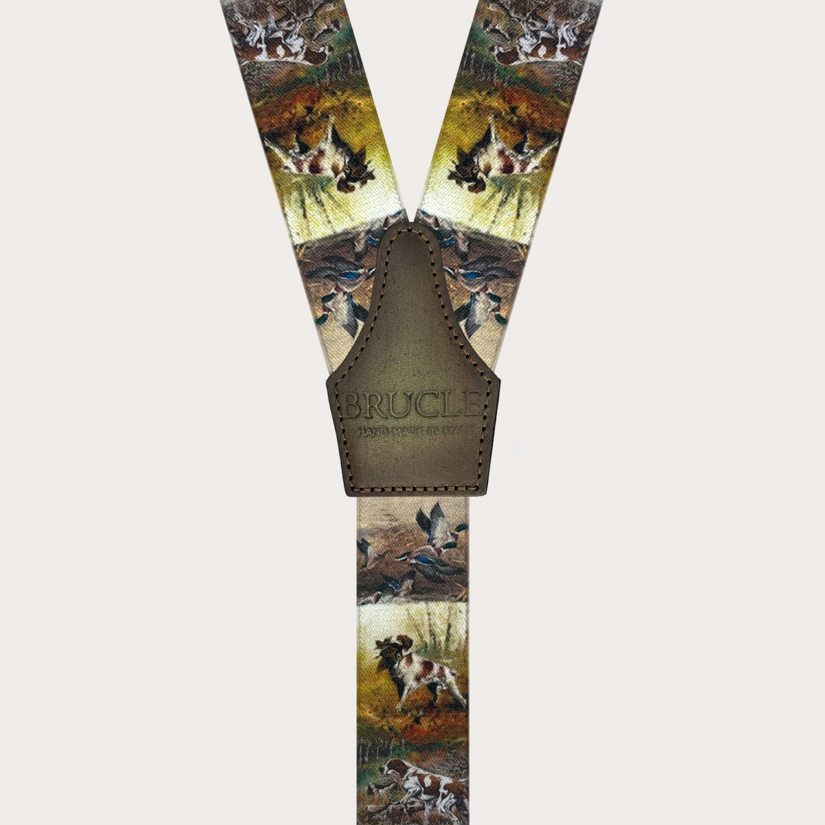 Men’s suspenders with dog pattern and button loops