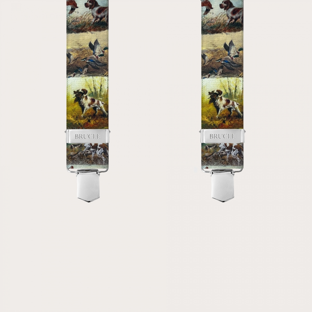 Elastic suspenders with dog pattern and 4 clips