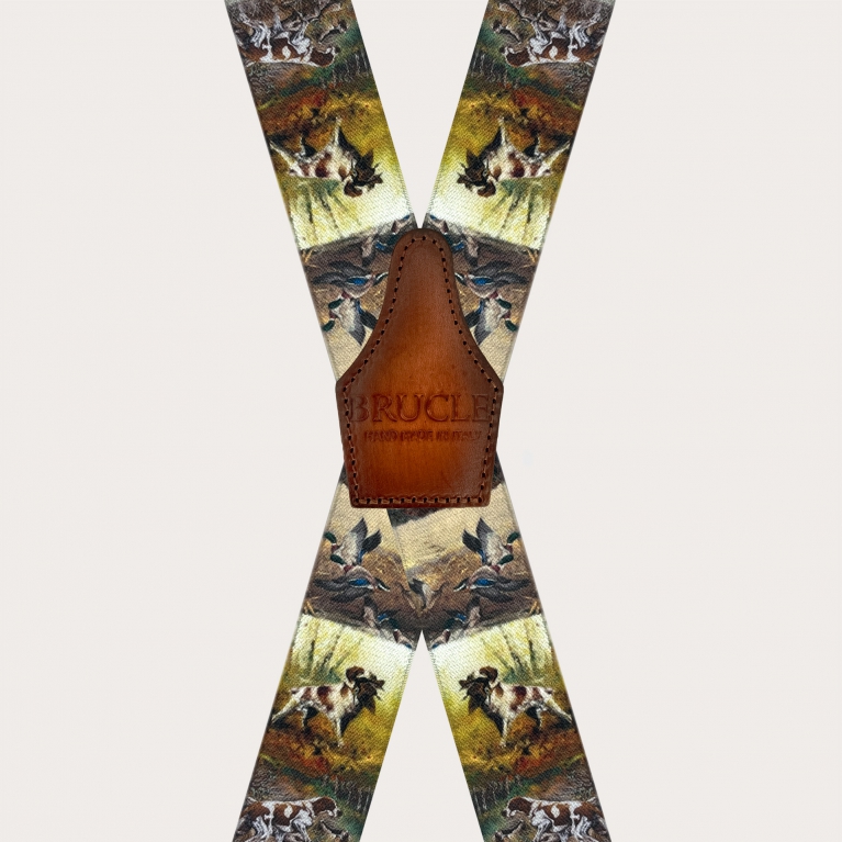Elastic suspenders with dog pattern and 4 clips